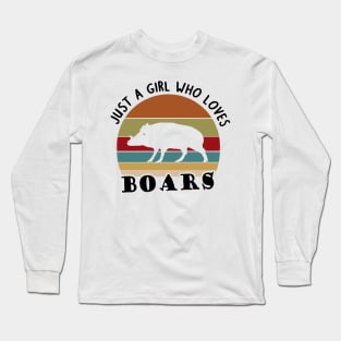 Wild boar women girl wild boar huntress design Long Sleeve T-Shirt